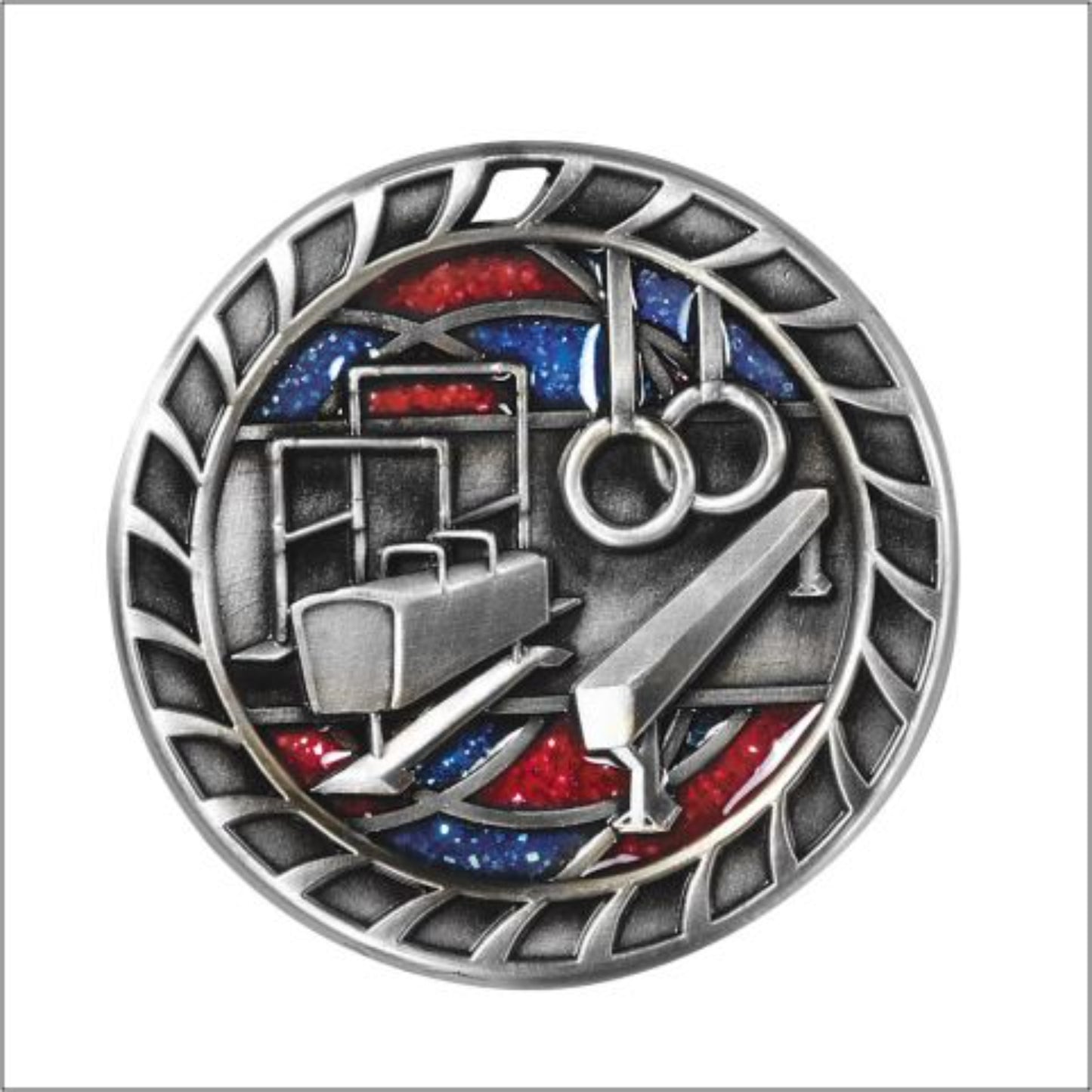 Glitter Gymnastics Medal 2.5" / Silver