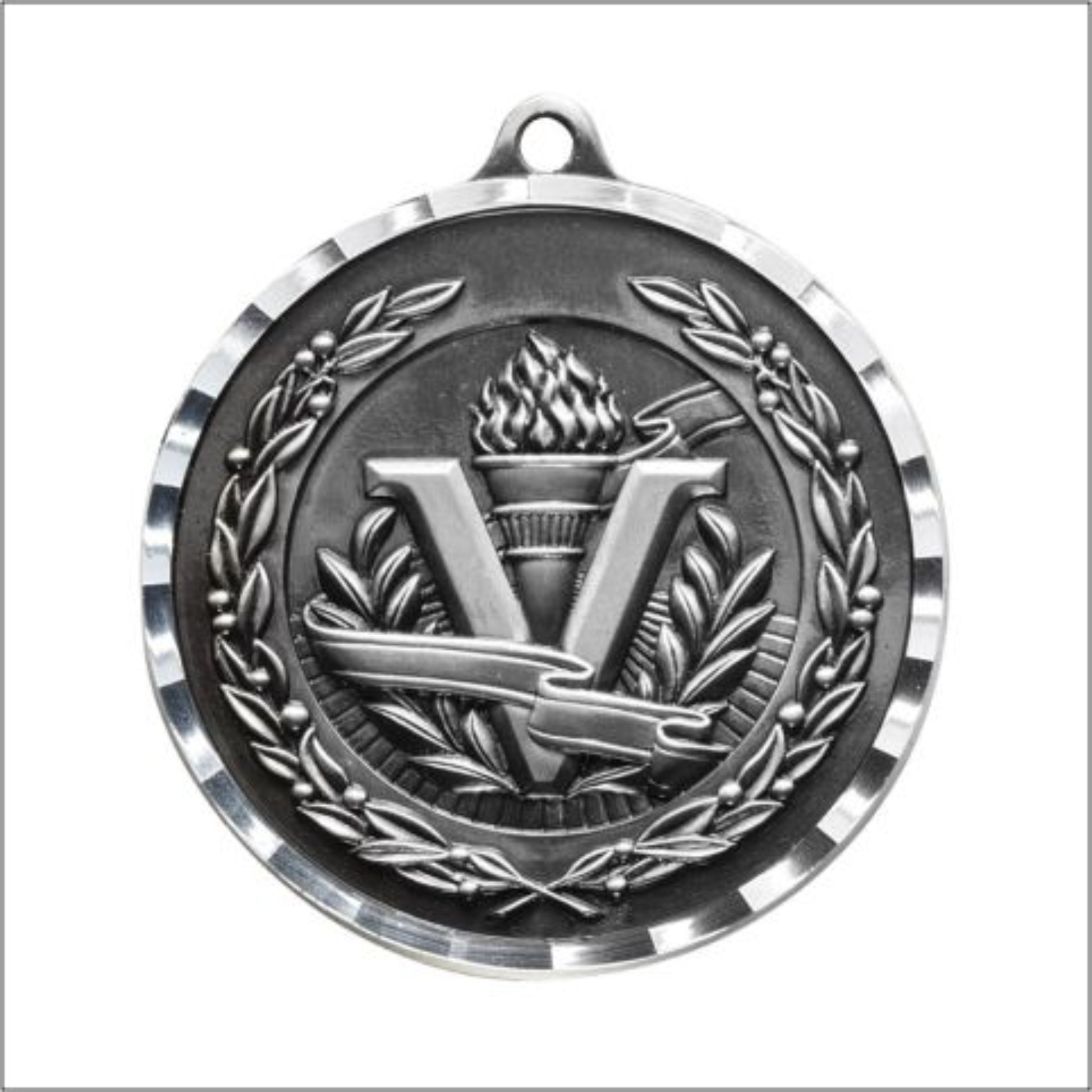 Diamond Cut Victory Medal 2" / Silver