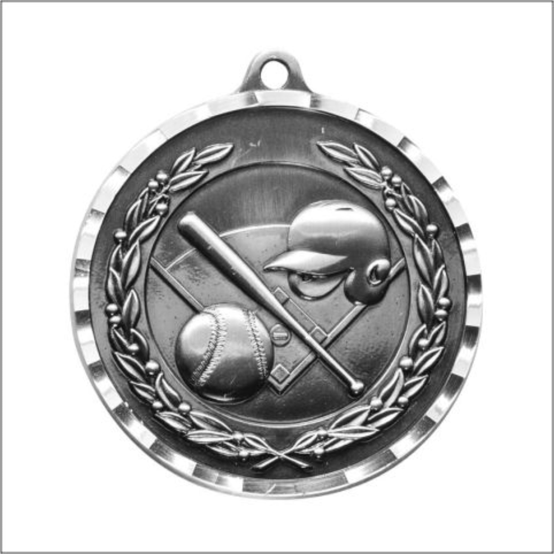 Diamond Cut Baseball Medal 2" / Silver