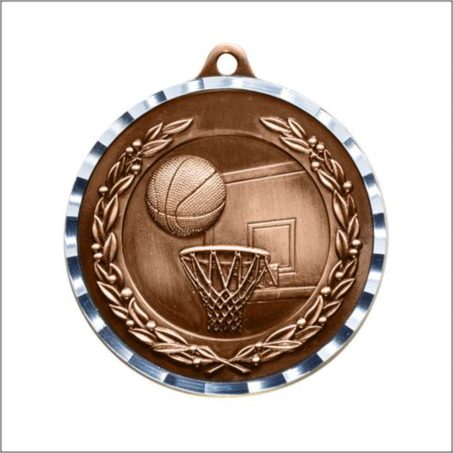 Diamond Cut Basketball Medal 2" / Bronze (Copper Tone)