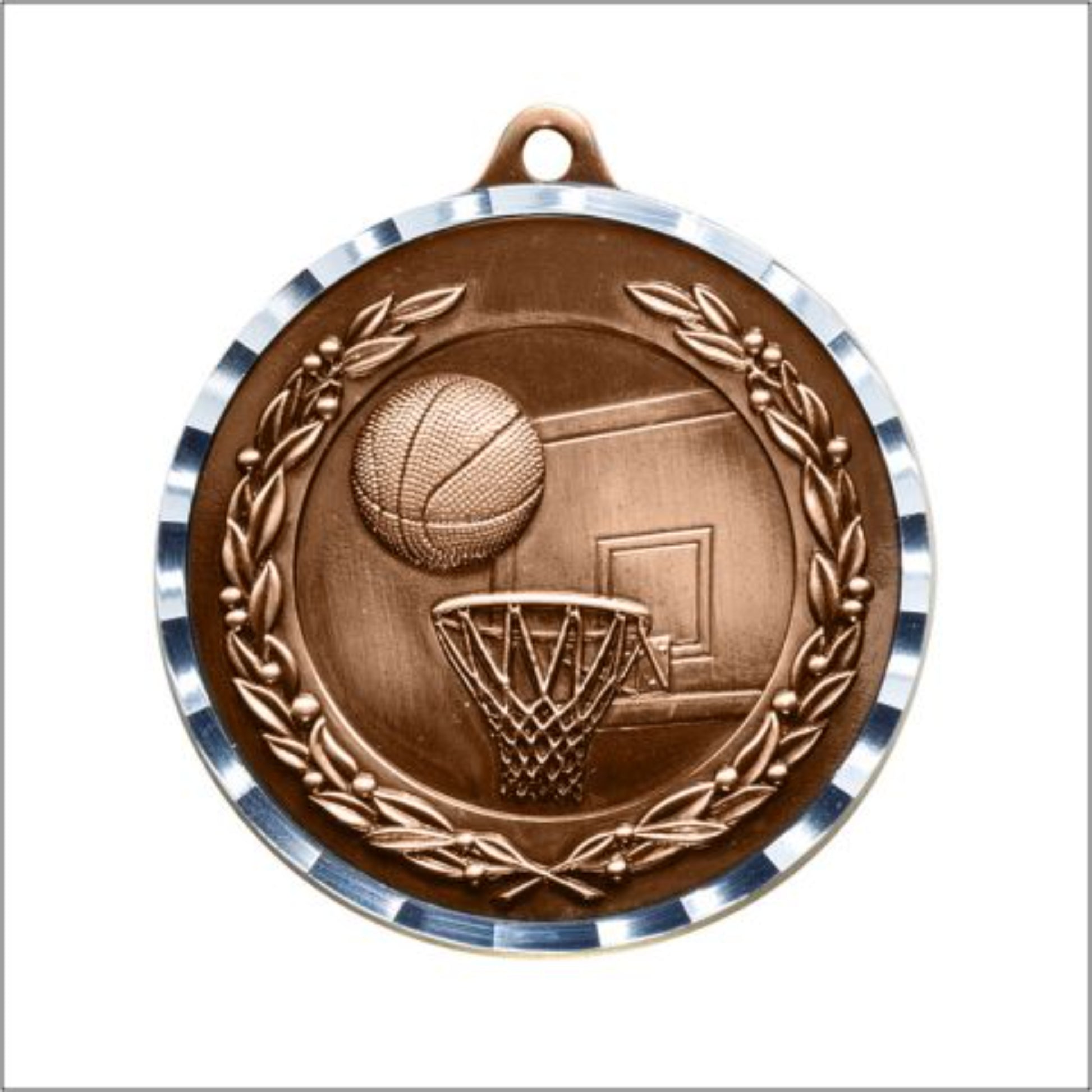 Diamond Cut Basketball Medal 2" / Bronze (Copper Tone)