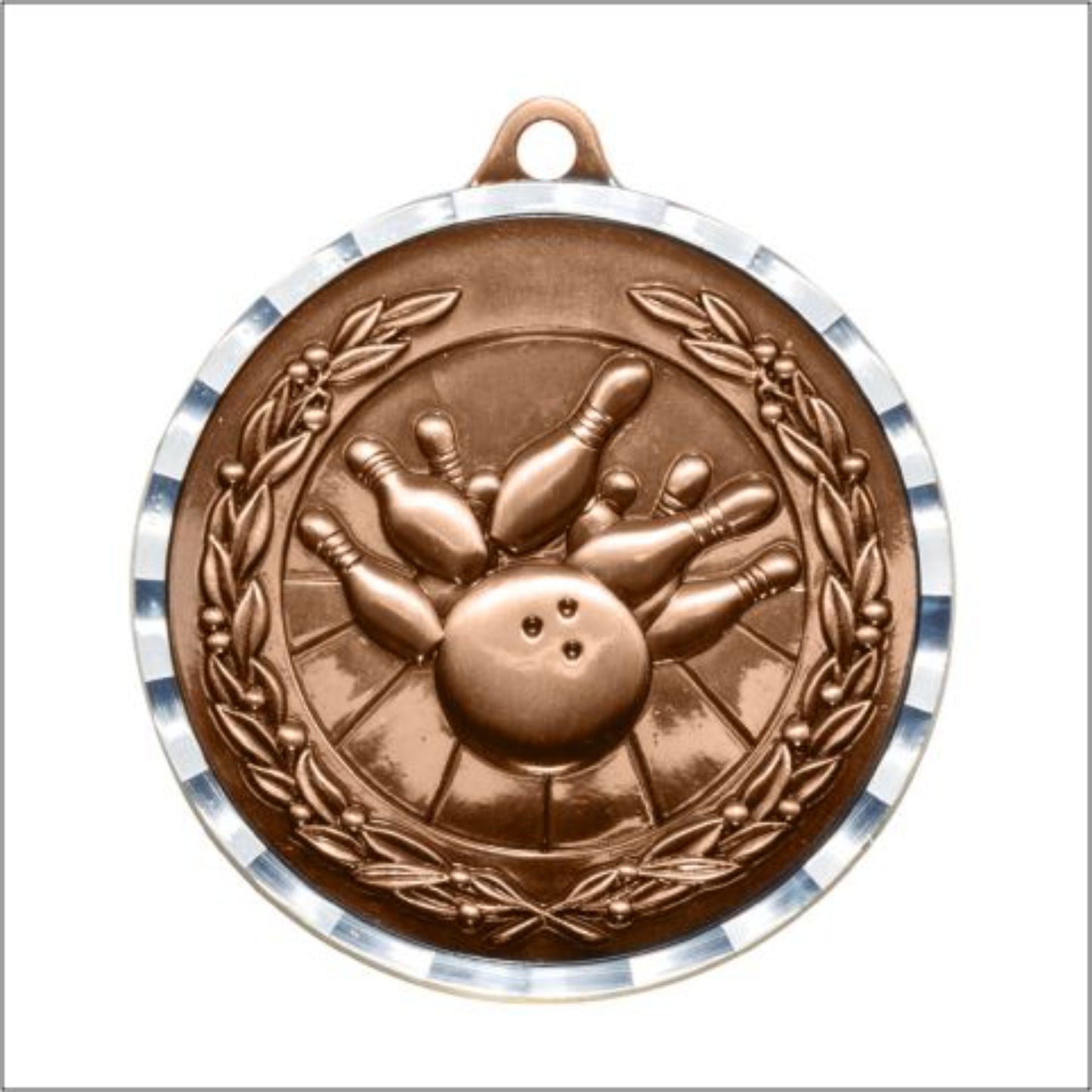 Diamond Cut Bowling Medal 2" / Bronze (Copper Tone)