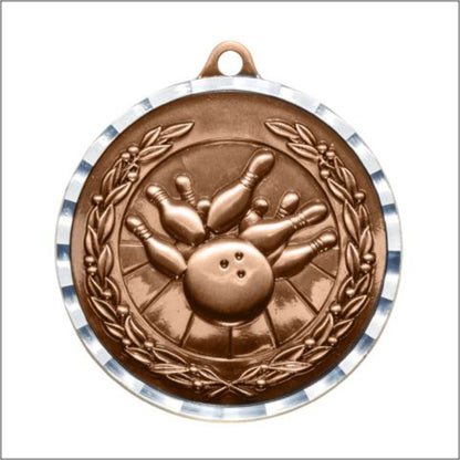 Diamond Cut Bowling Medal 2" / Bronze (Copper Tone)