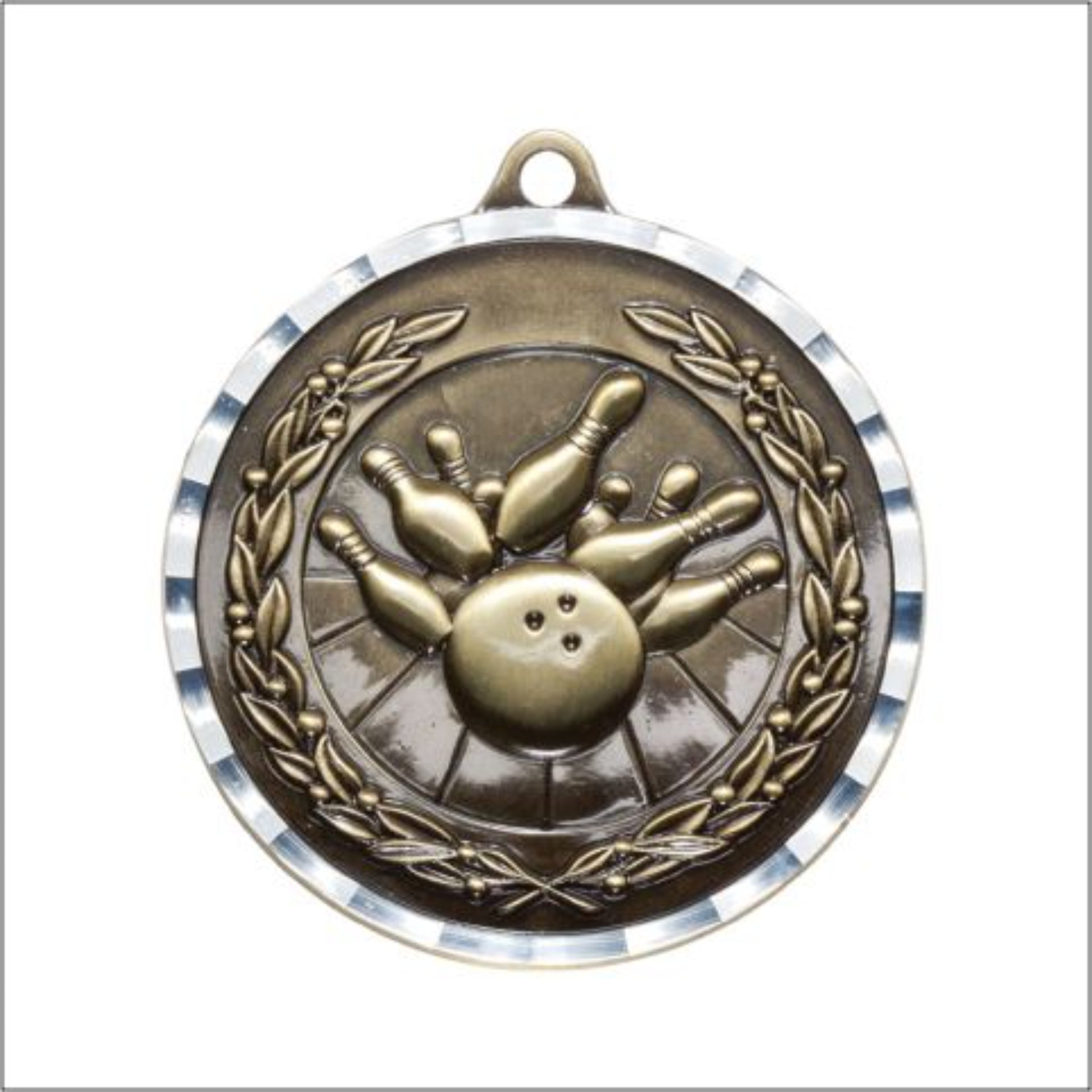 Diamond Cut Bowling Medal 2" / Gold