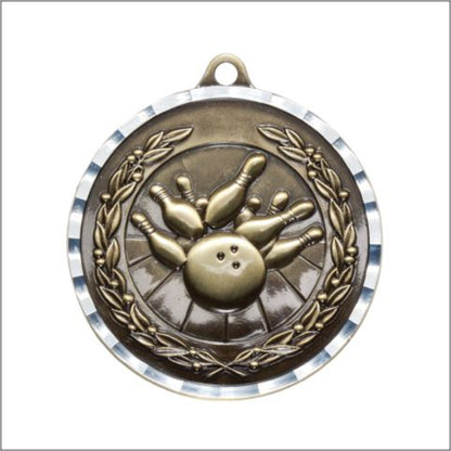 Diamond Cut Bowling Medal 2" / Gold