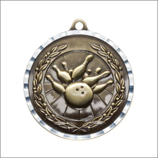 Diamond Cut Bowling Medal 2" / Gold