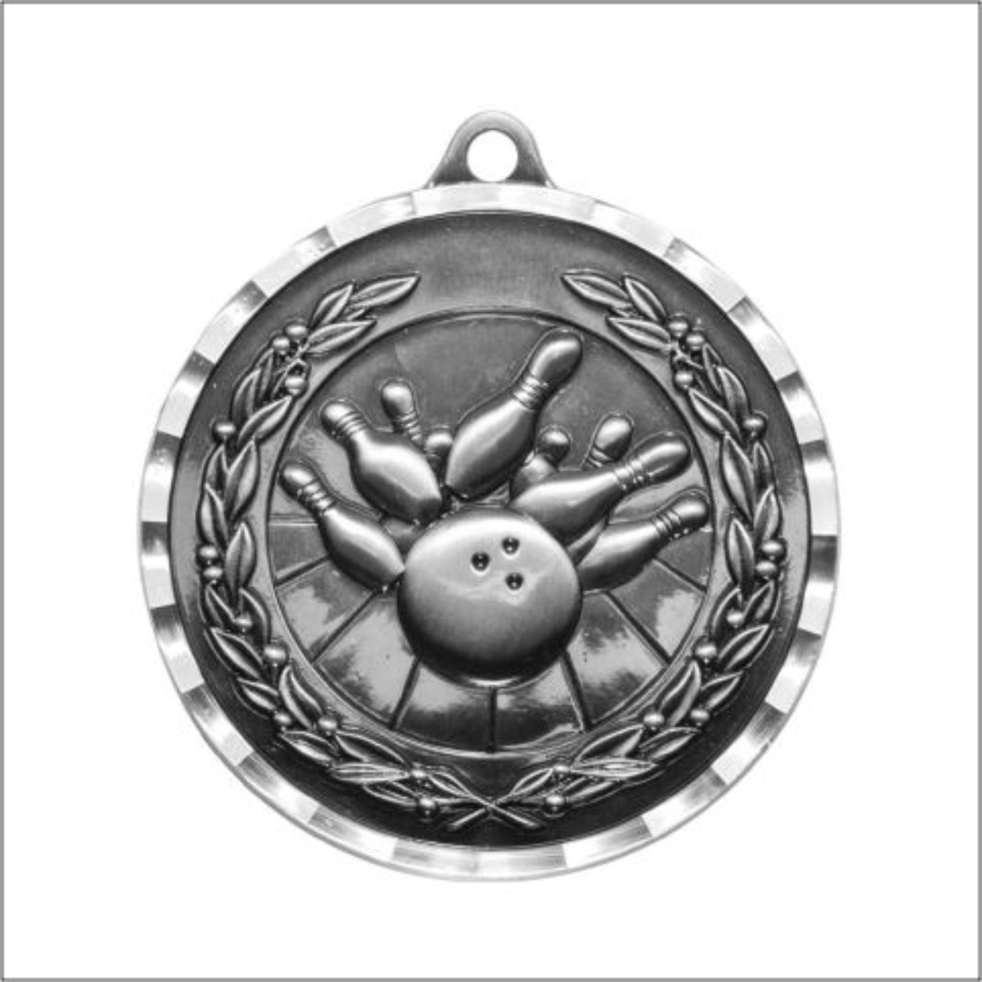 Diamond Cut Bowling Medal 2" / Silver