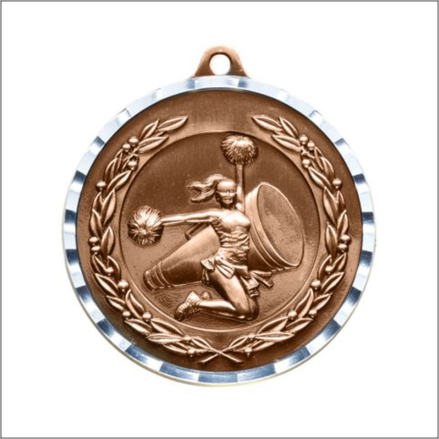 Diamond Cut Cheerleader Medal 2" / Bronze (Copper Tone)