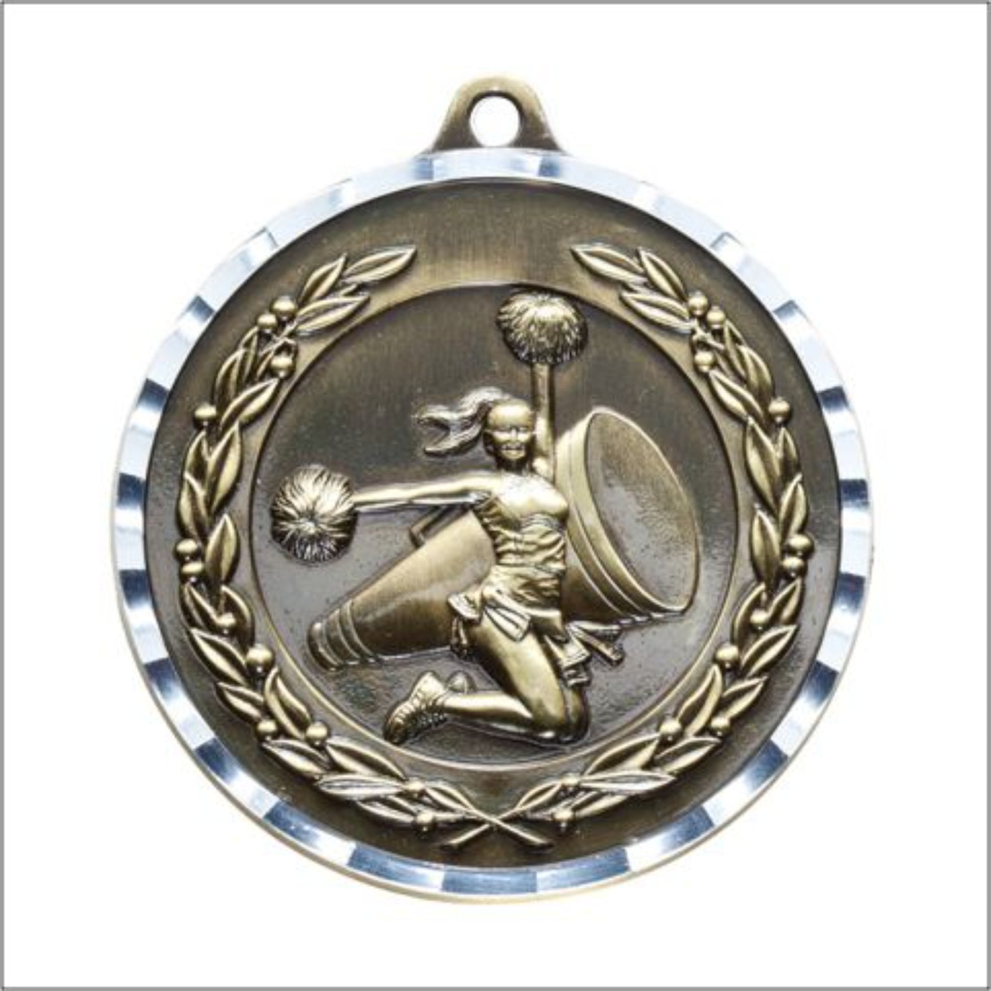 Diamond Cut Cheerleader Medal 2" / Gold