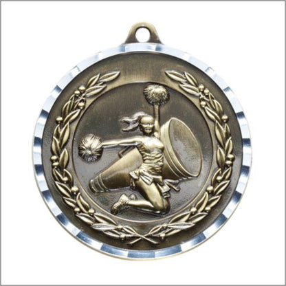 Diamond Cut Cheerleader Medal 2" / Gold