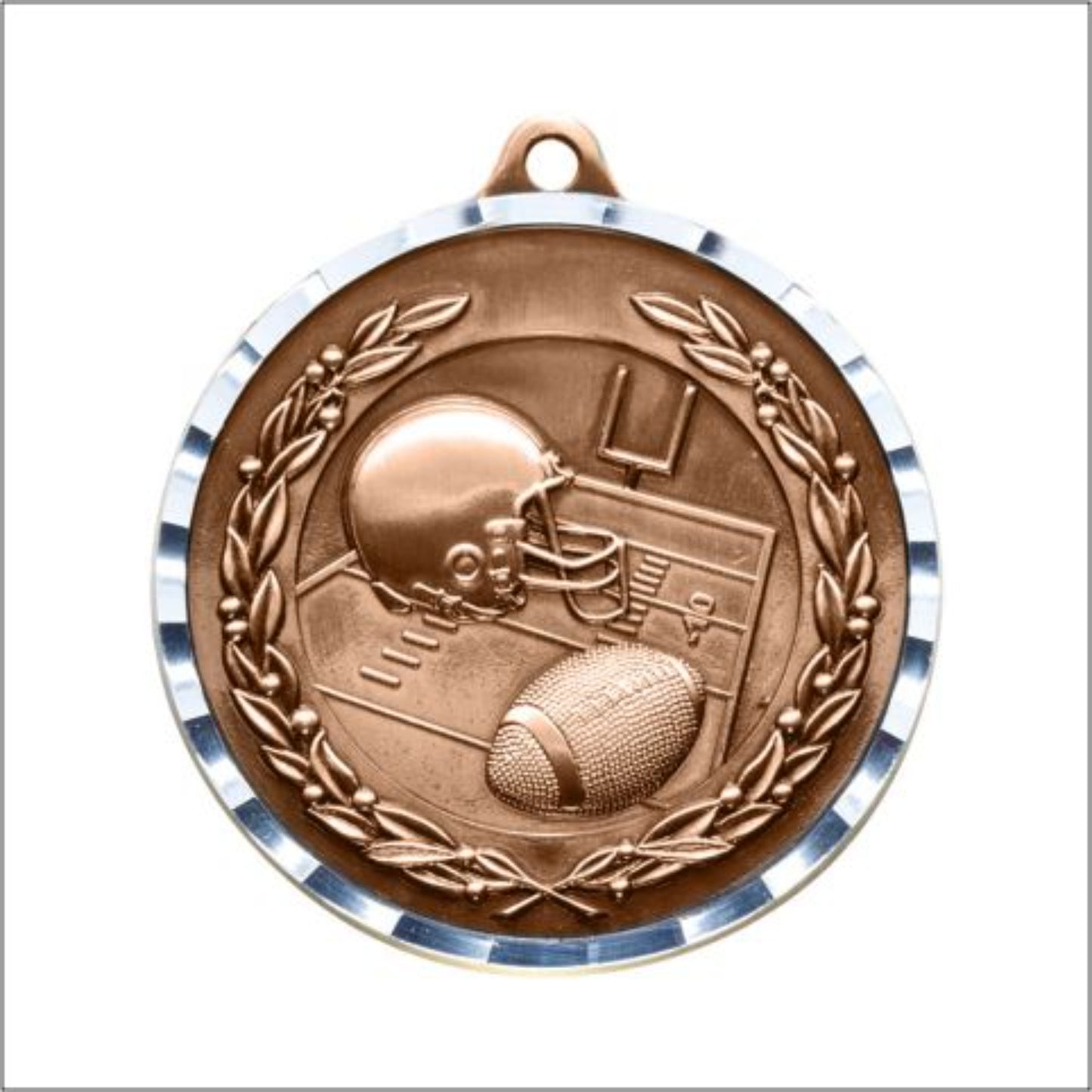 Diamond Cut Football Medal 2" / Bronze (Copper Tone)