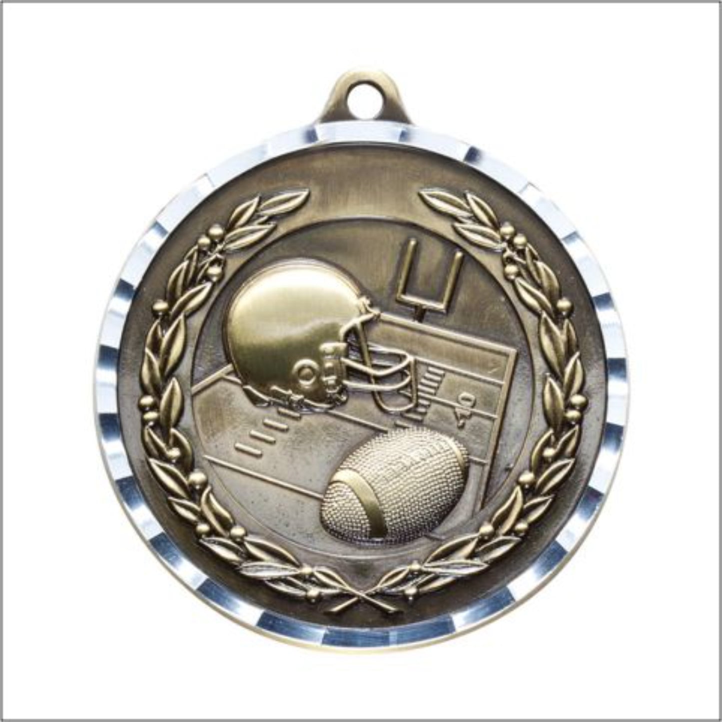 Diamond Cut Football Medal 2" / Gold