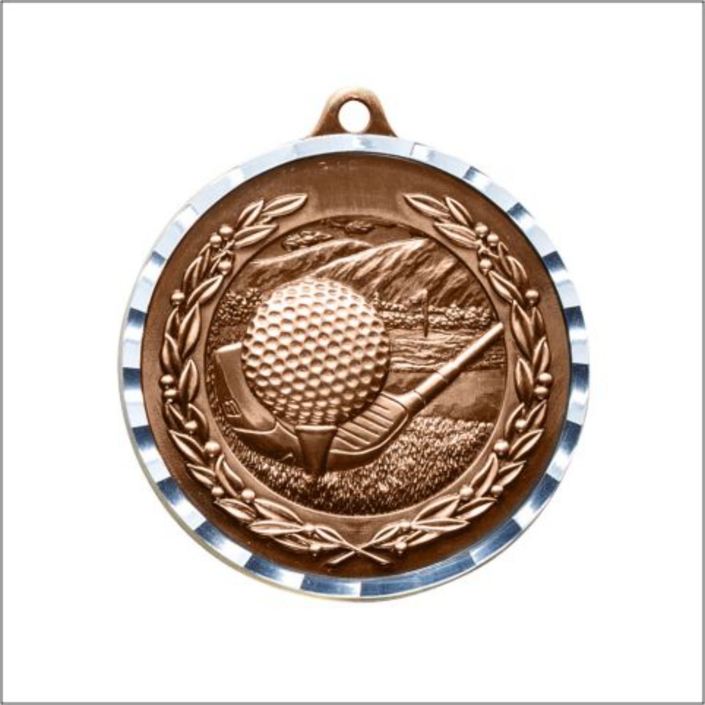 Diamond Cut Golf Medal 2" / Bronze (Copper Tone)