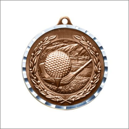 Diamond Cut Golf Medal 2" / Bronze (Copper Tone)