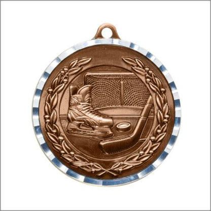 Diamond Cut Hockey Medal 2" / Bronze (Copper Tone)