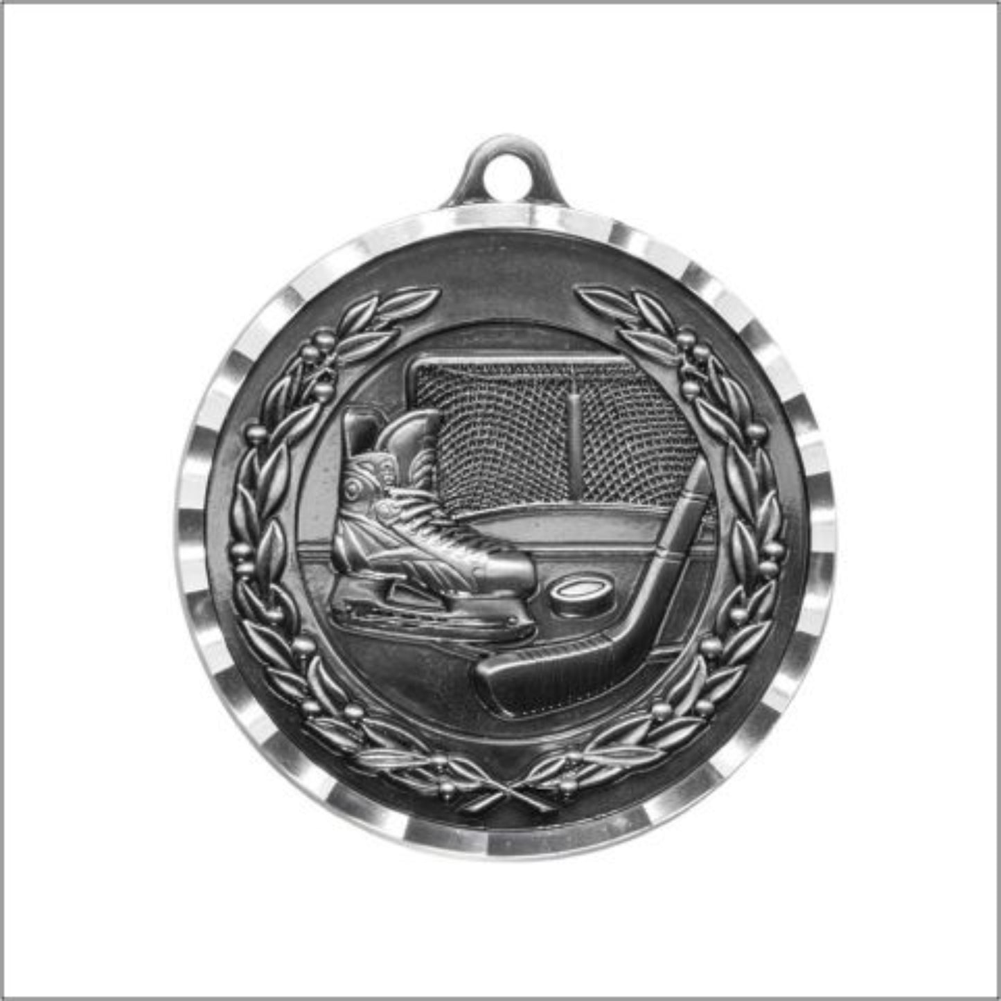 Diamond Cut Hockey Medal 2" / Silver