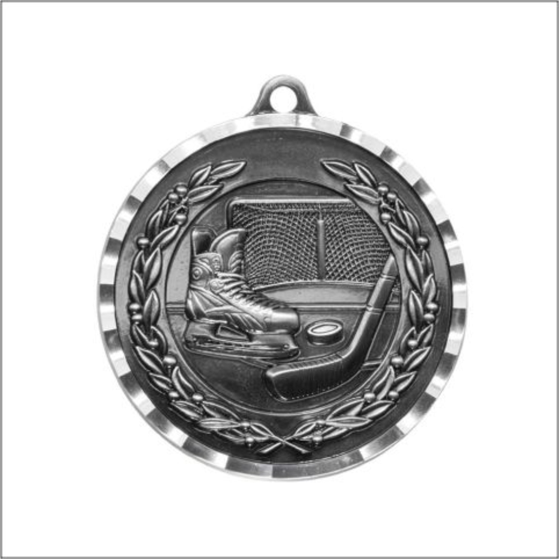 Diamond Cut Hockey Medal 2" / Silver