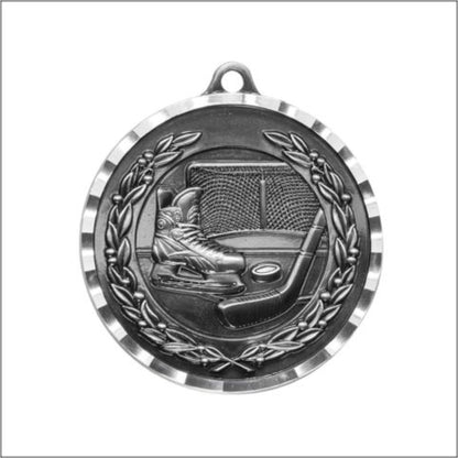 Diamond Cut Hockey Medal 2" / Silver