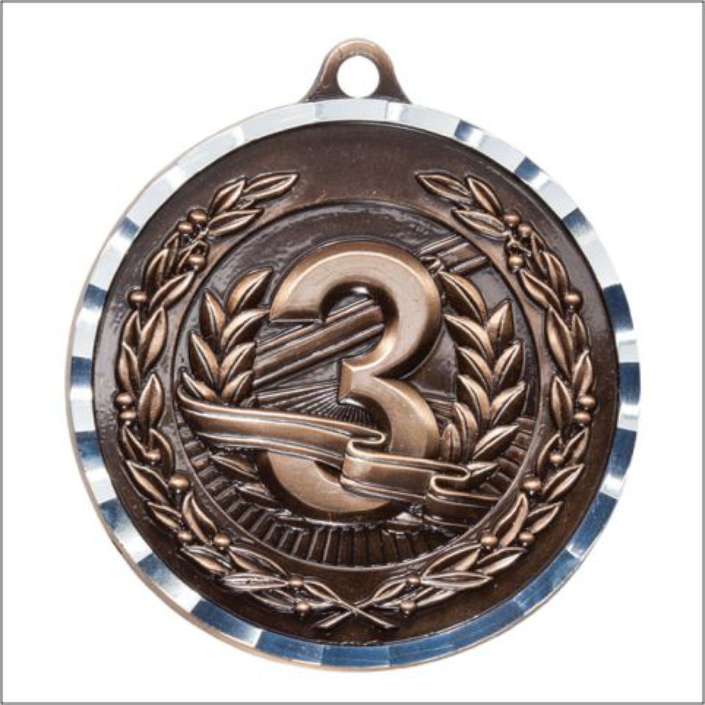 Diamond Cut 3rd Place Medal 2" / Bronze (Copper Tone)