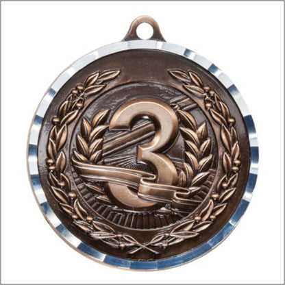 Diamond Cut 3rd Place Medal 2" / Bronze (Copper Tone)