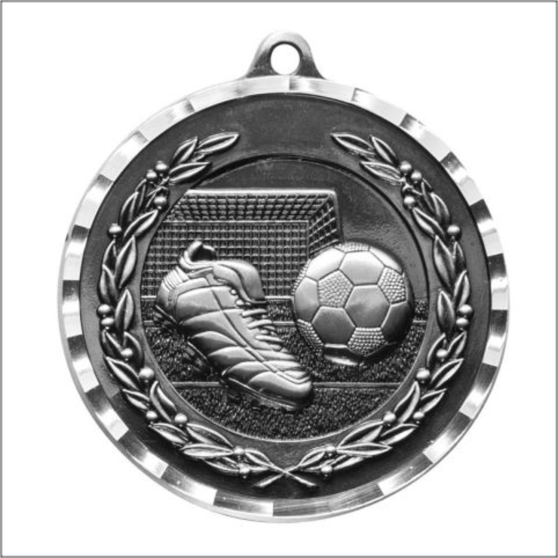 Diamond Cut Soccer Medal 2" / Silver