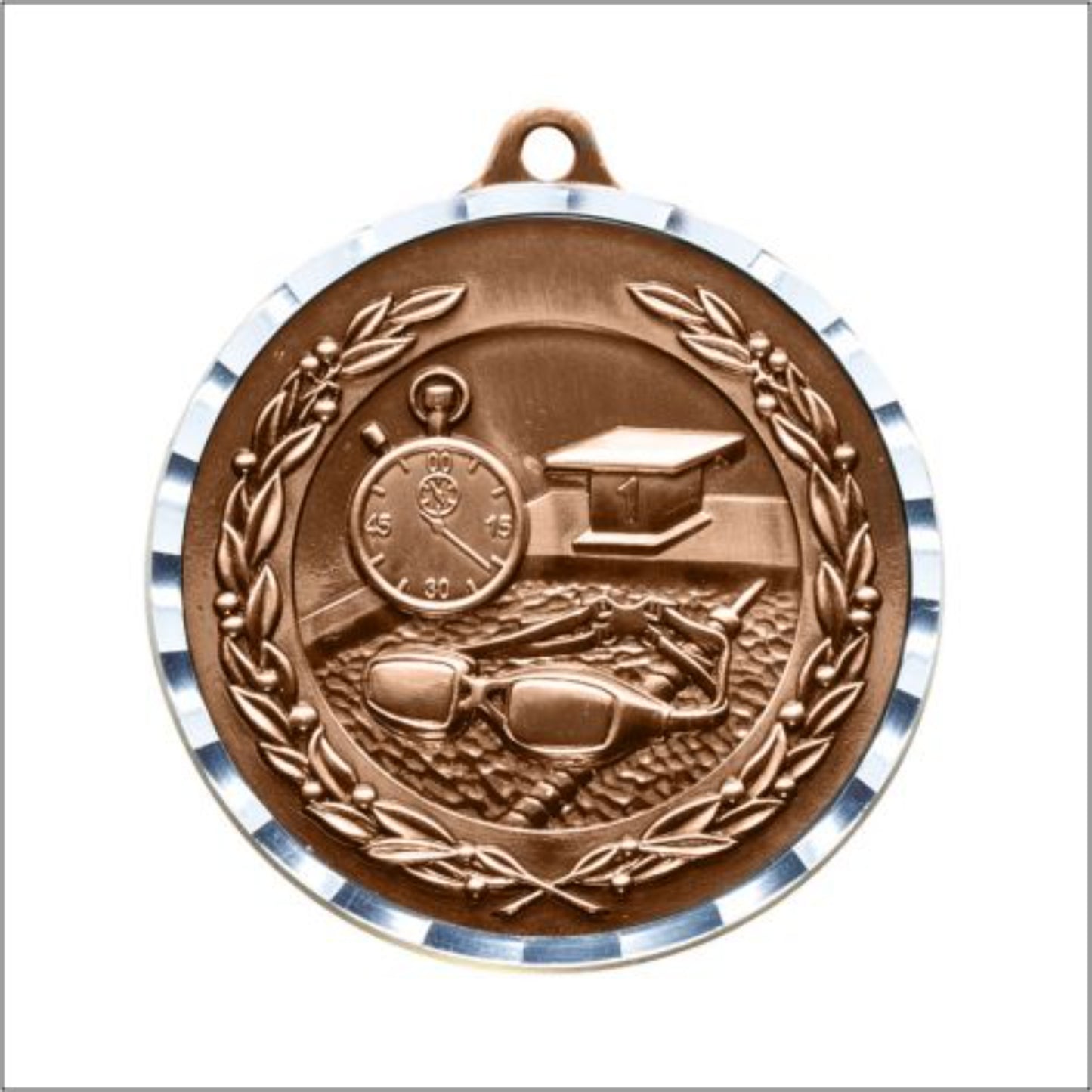 Diamond Cut Swimming Medal 2" / Bronze (Copper Tone)