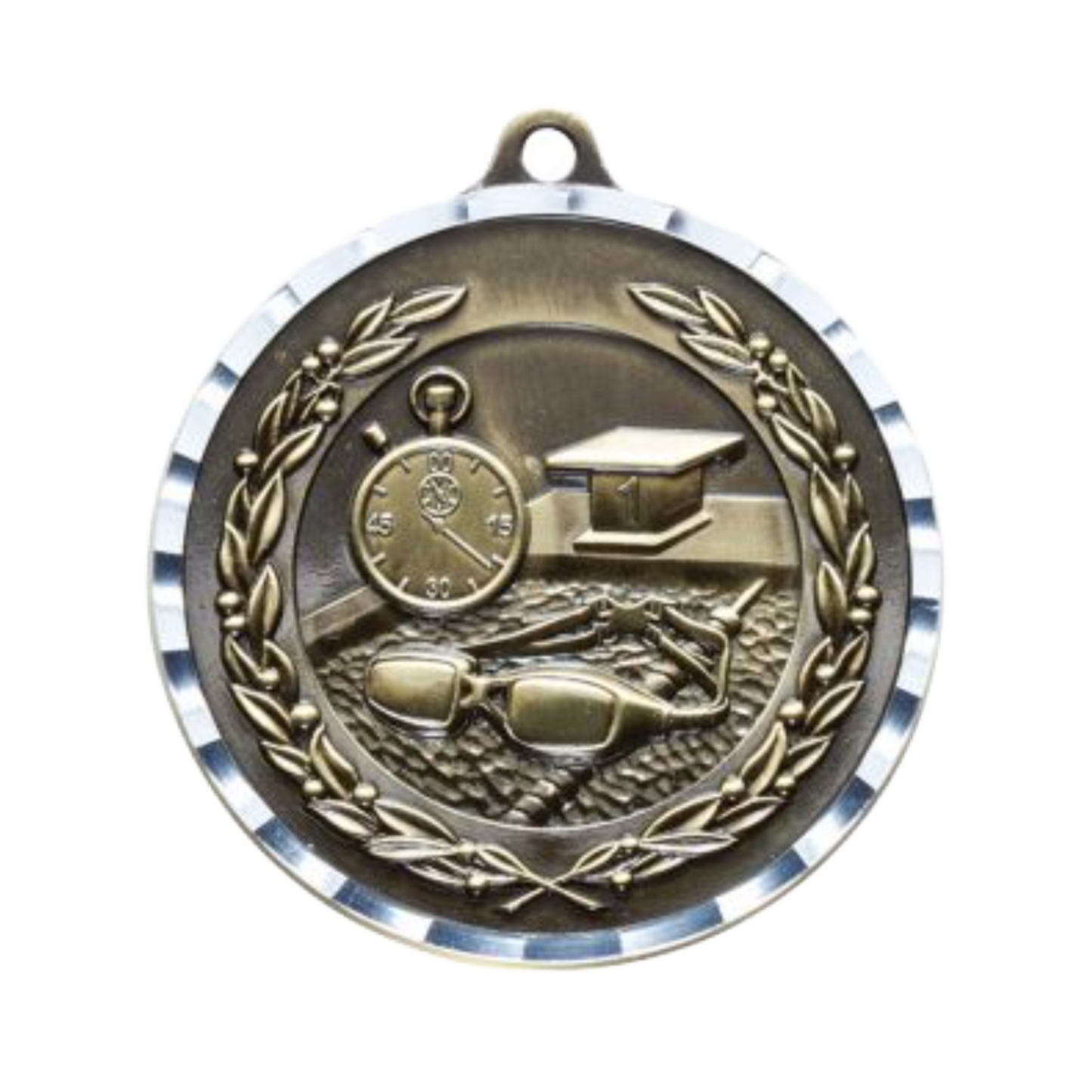 Diamond Cut Swimming Medal 2" / Gold