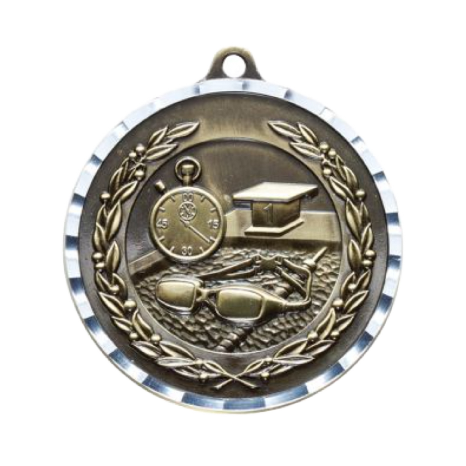 Diamond Cut Swimming Medal 2" / Gold