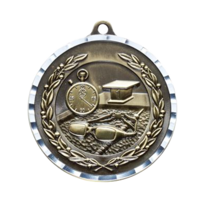 Diamond Cut Swimming Medal 2" / Gold