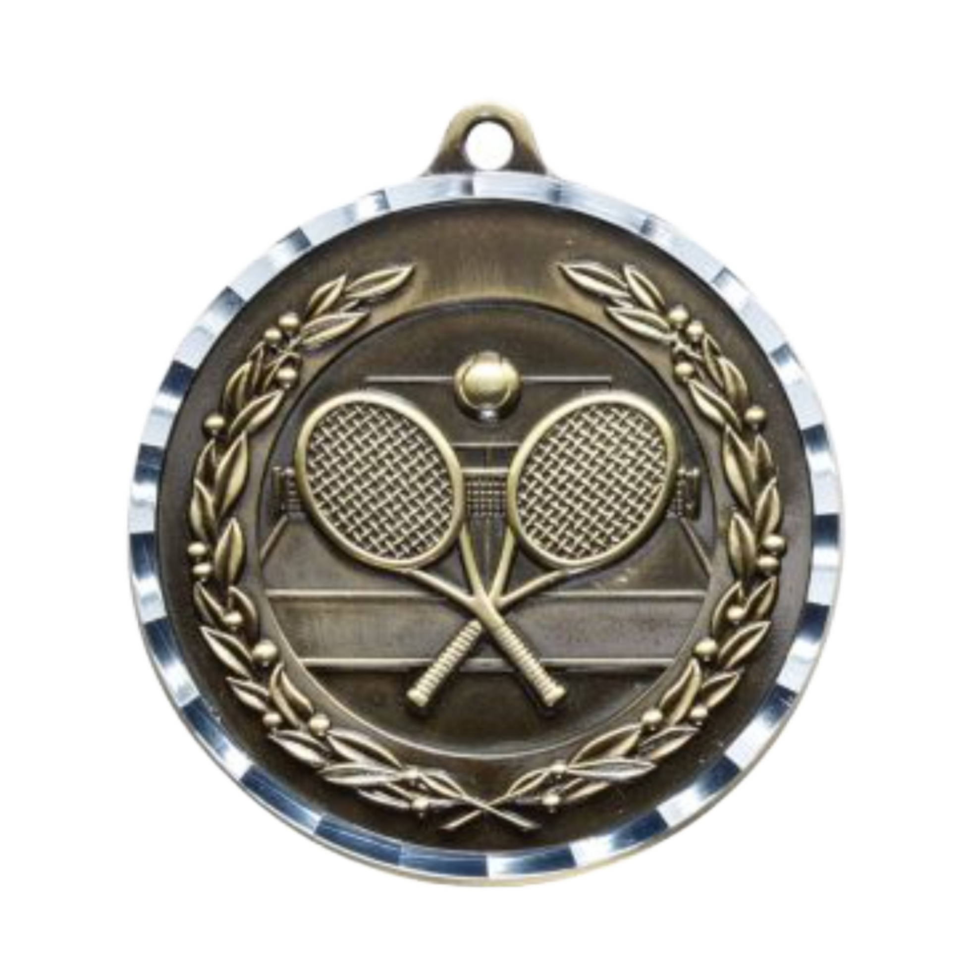 Diamond Cut Tennis Medal 2" / Gold