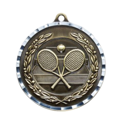 Diamond Cut Tennis Medal 2" / Gold