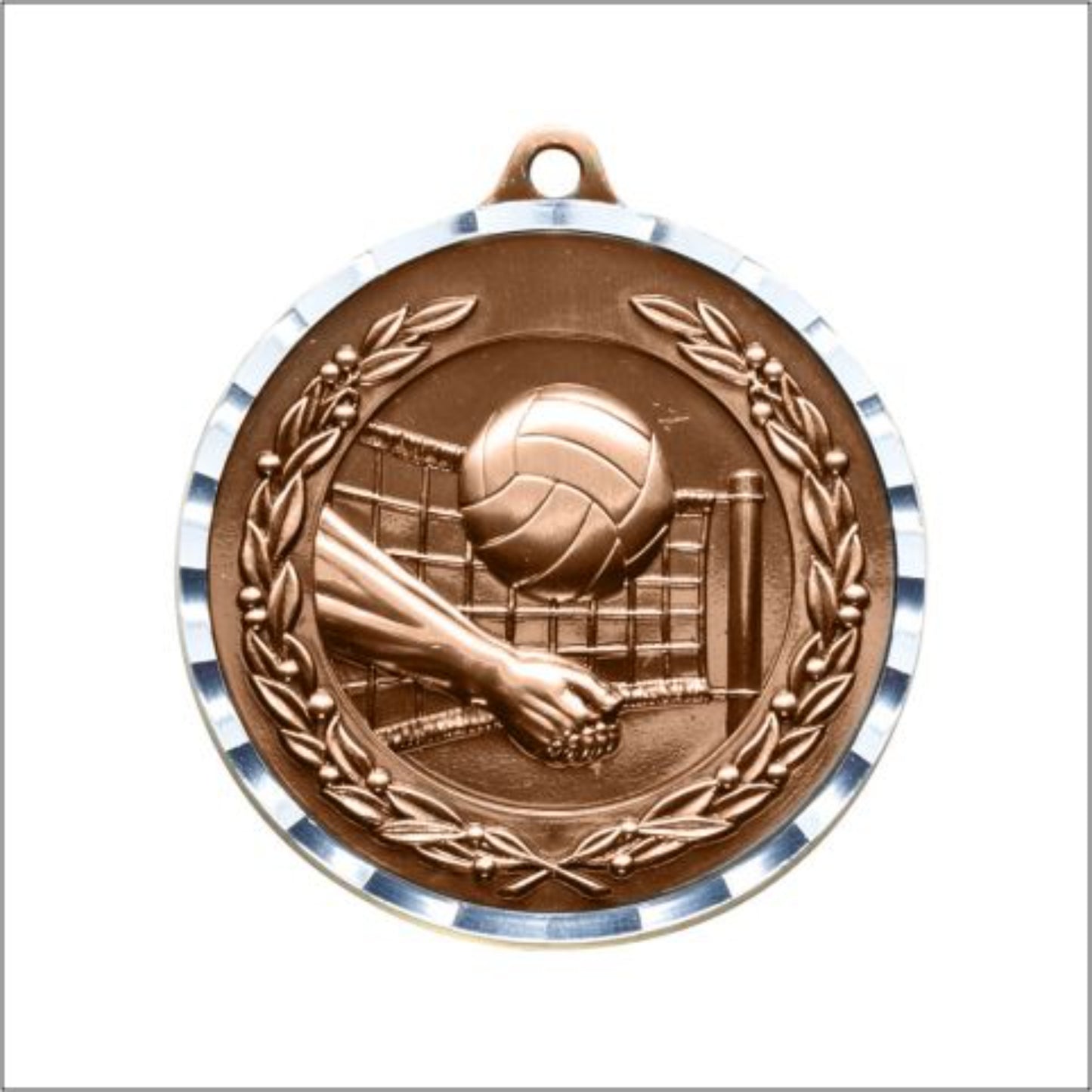 Diamond Cut Volleyball Medal 2" / Bronze (Copper Tone)