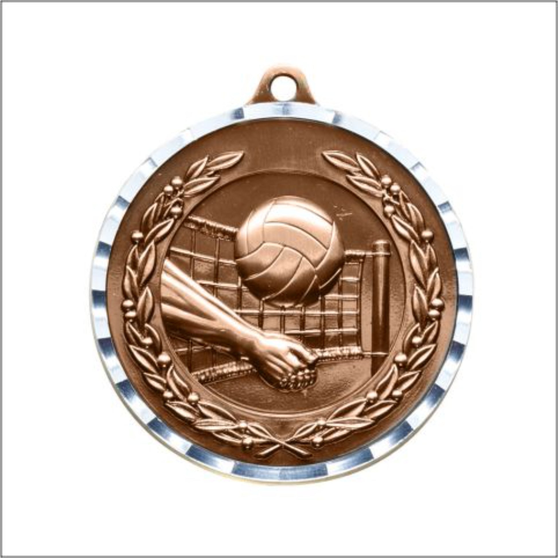 Diamond Cut Volleyball Medal 2" / Bronze (Copper Tone)