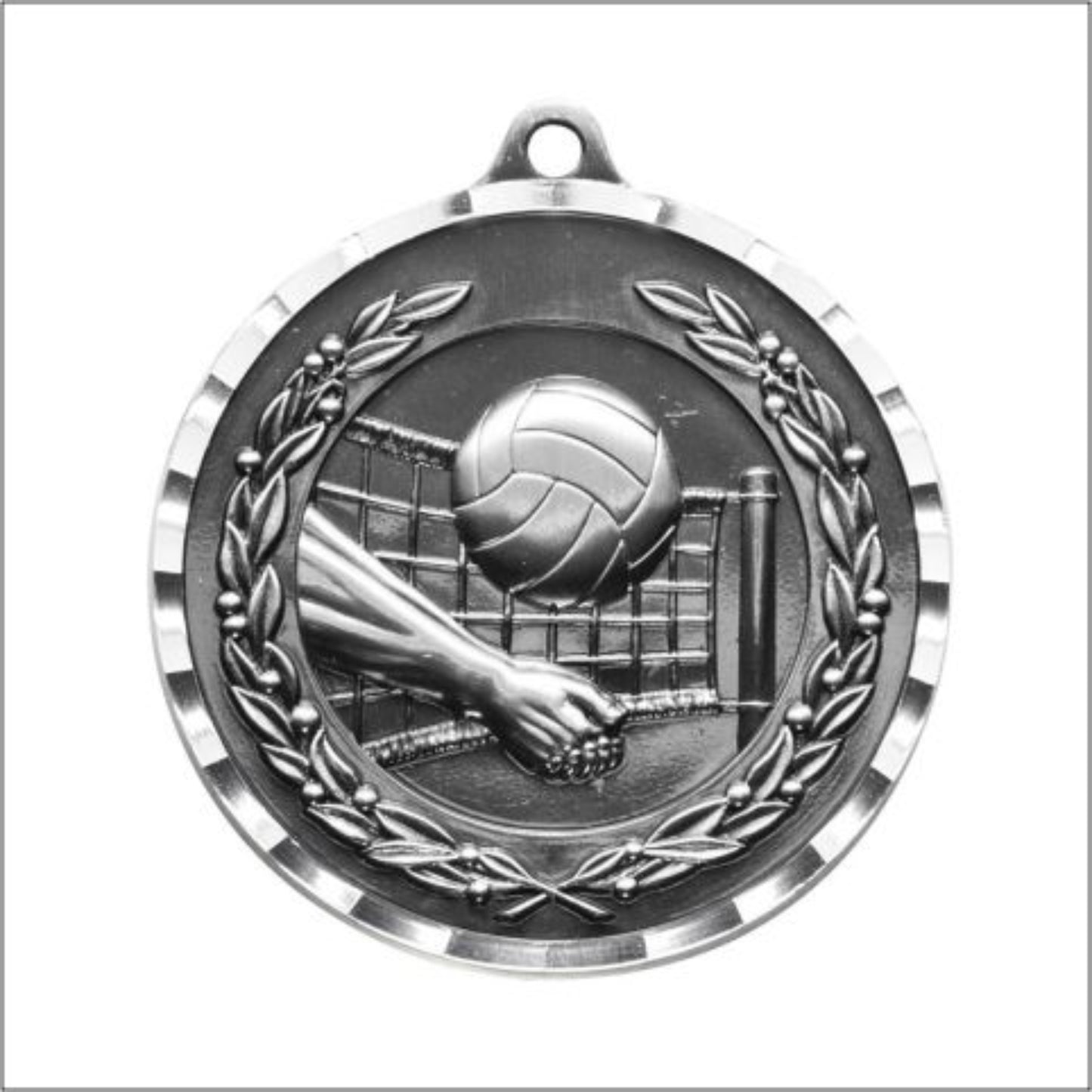 Diamond Cut Volleyball Medal 2" / Silver