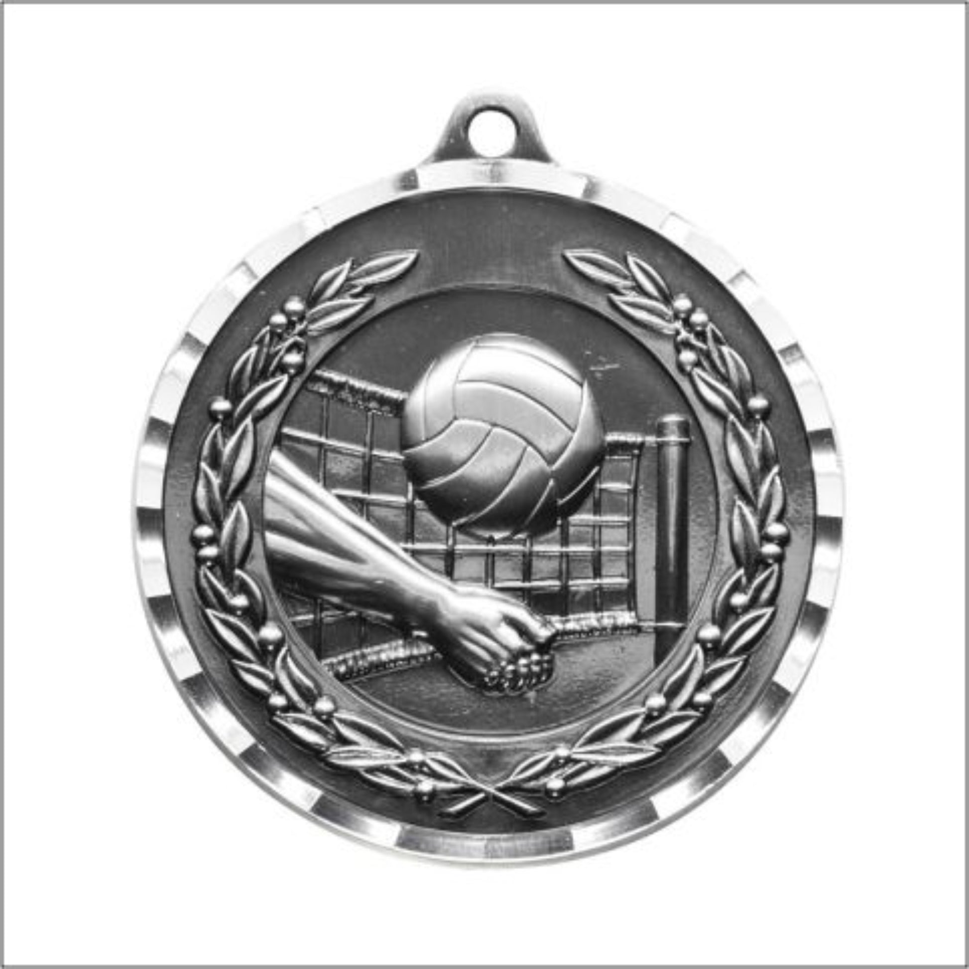 Diamond Cut Volleyball Medal 2" / Silver