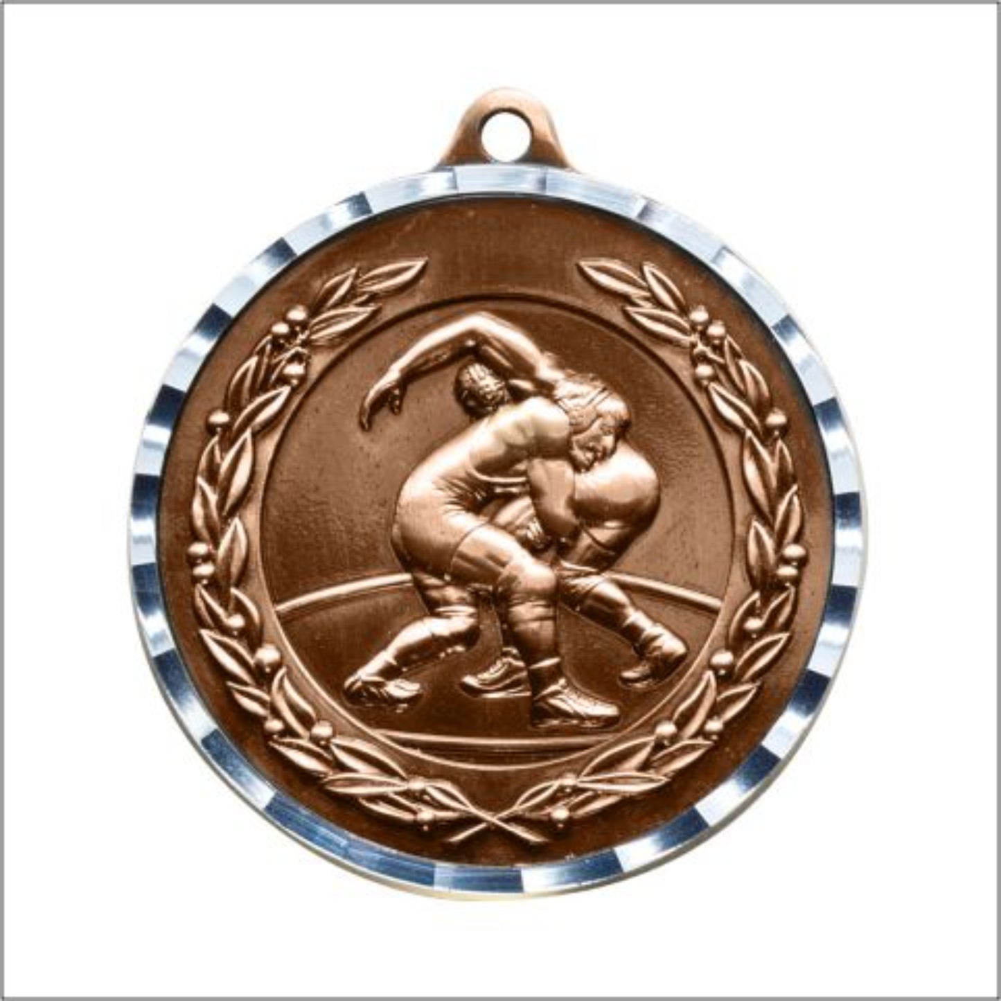 Diamond Cut Wrestling Medal 2" / Bronze (Copper Tone)