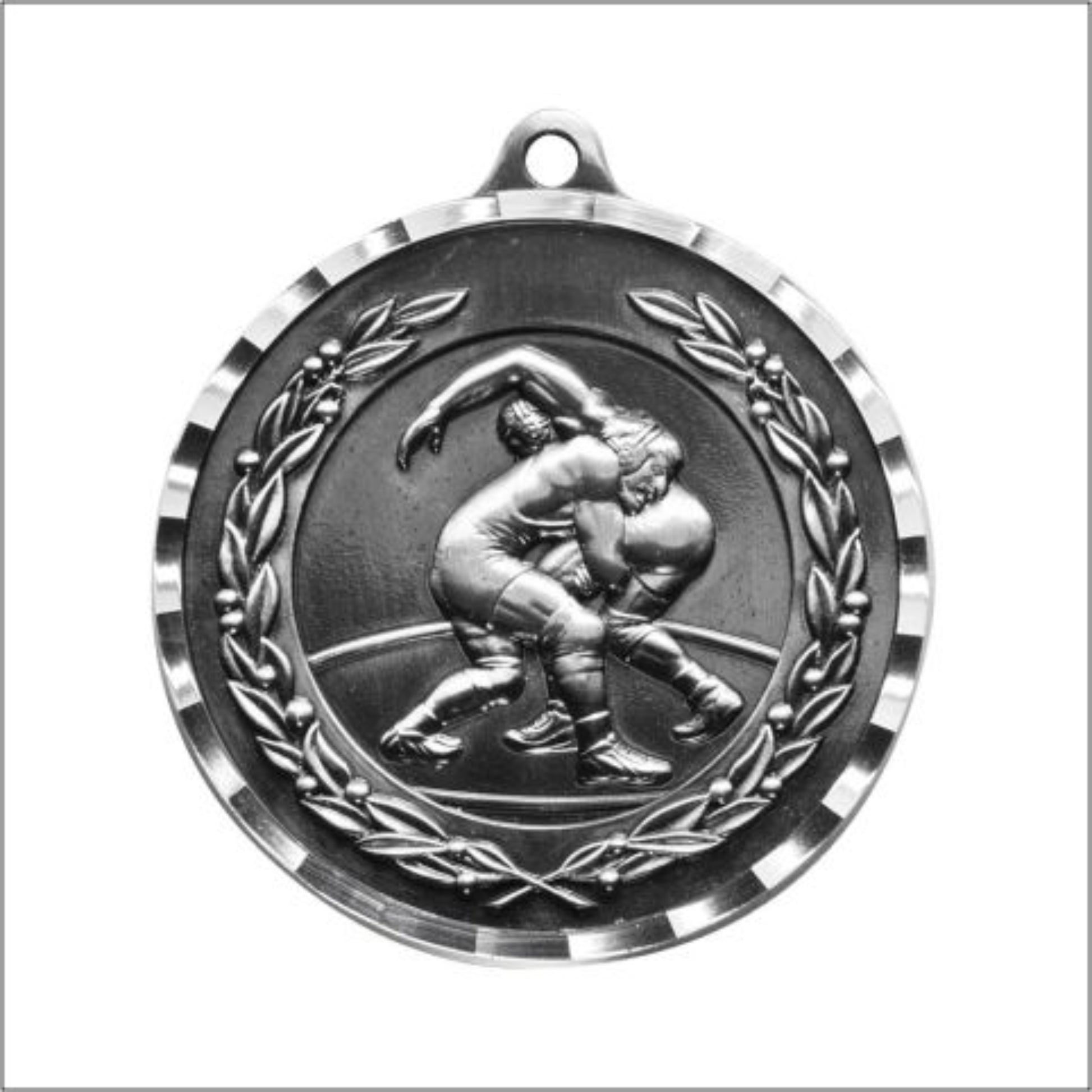 Diamond Cut Wrestling Medal 2" / Silver