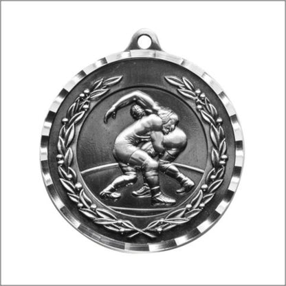 Diamond Cut Wrestling Medal 2" / Silver
