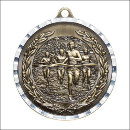 Diamond Cut Cross Country Medal 2" / Gold