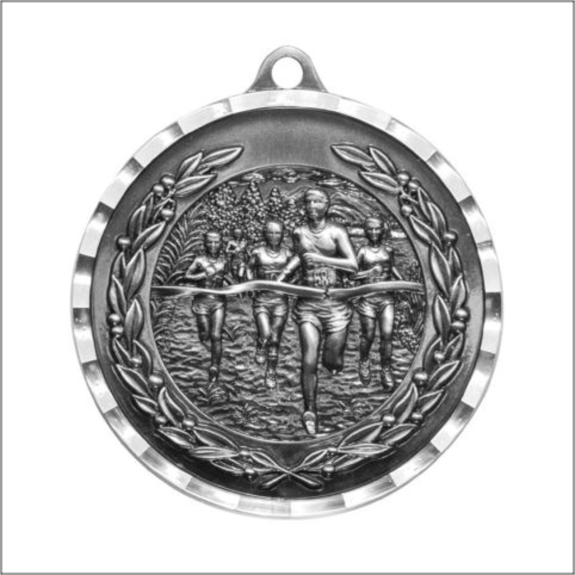 Diamond Cut Cross Country Medal 2" / Silver