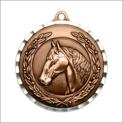 Diamond Cut Equestrian Medal 2" / Bronze (Copper Tone)