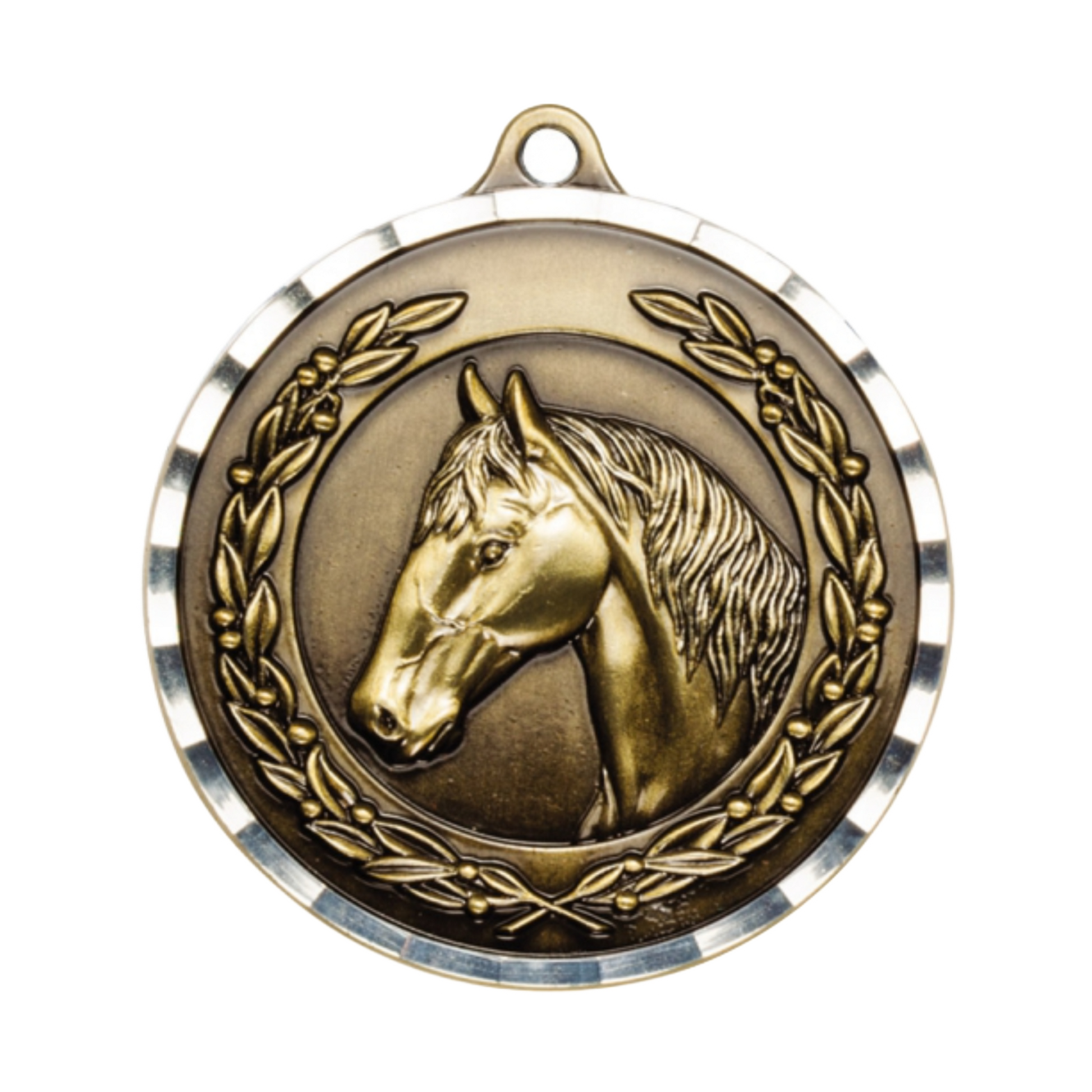 Diamond Cut Equestrian Medal 2" / Gold