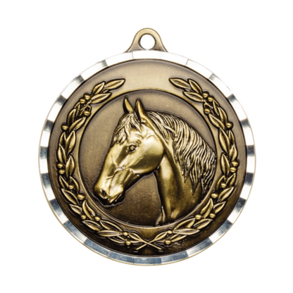 Diamond Cut Equestrian Medal 2" / Gold