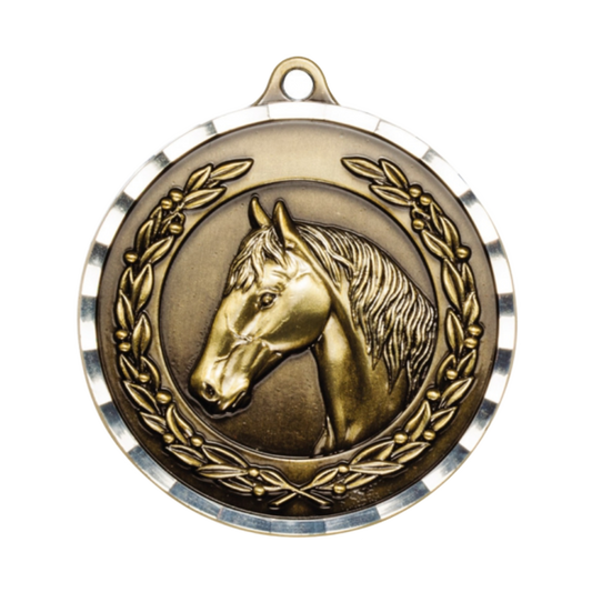 Diamond Cut Equestrian Medal 2" / Gold