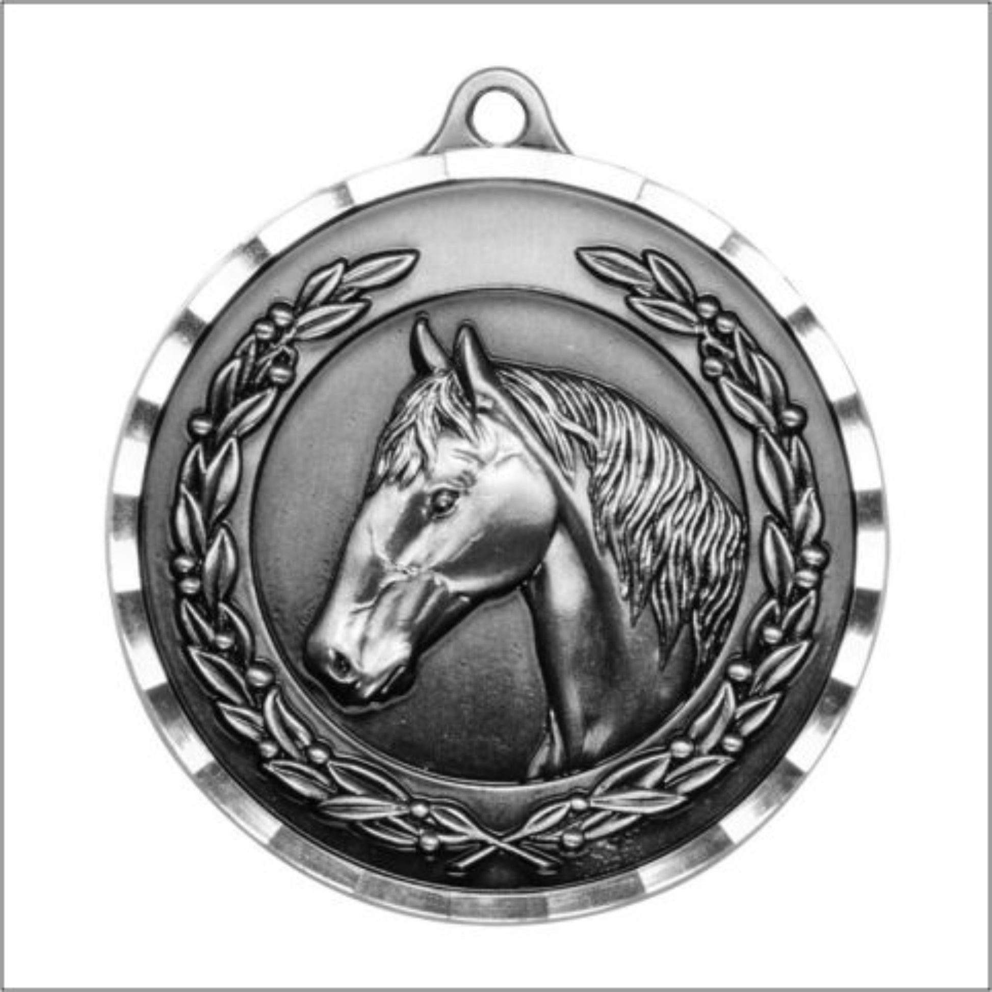 Diamond Cut Equestrian Medal 2" / Silver