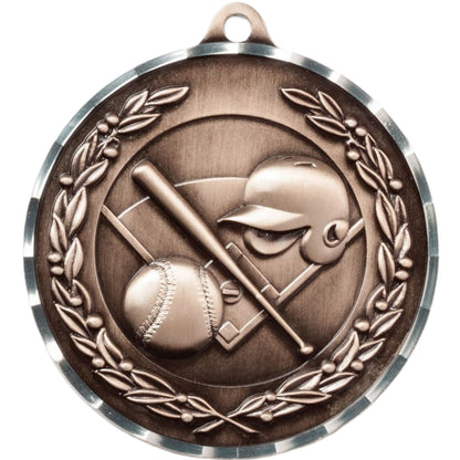 Diamond Cut Baseball Medal 2.75" / Bronze (Copper Tone)