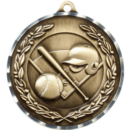 Diamond Cut Baseball Medal 2.75" / Gold