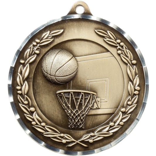 Diamond Cut Basketball Medal 2.75" / Gold