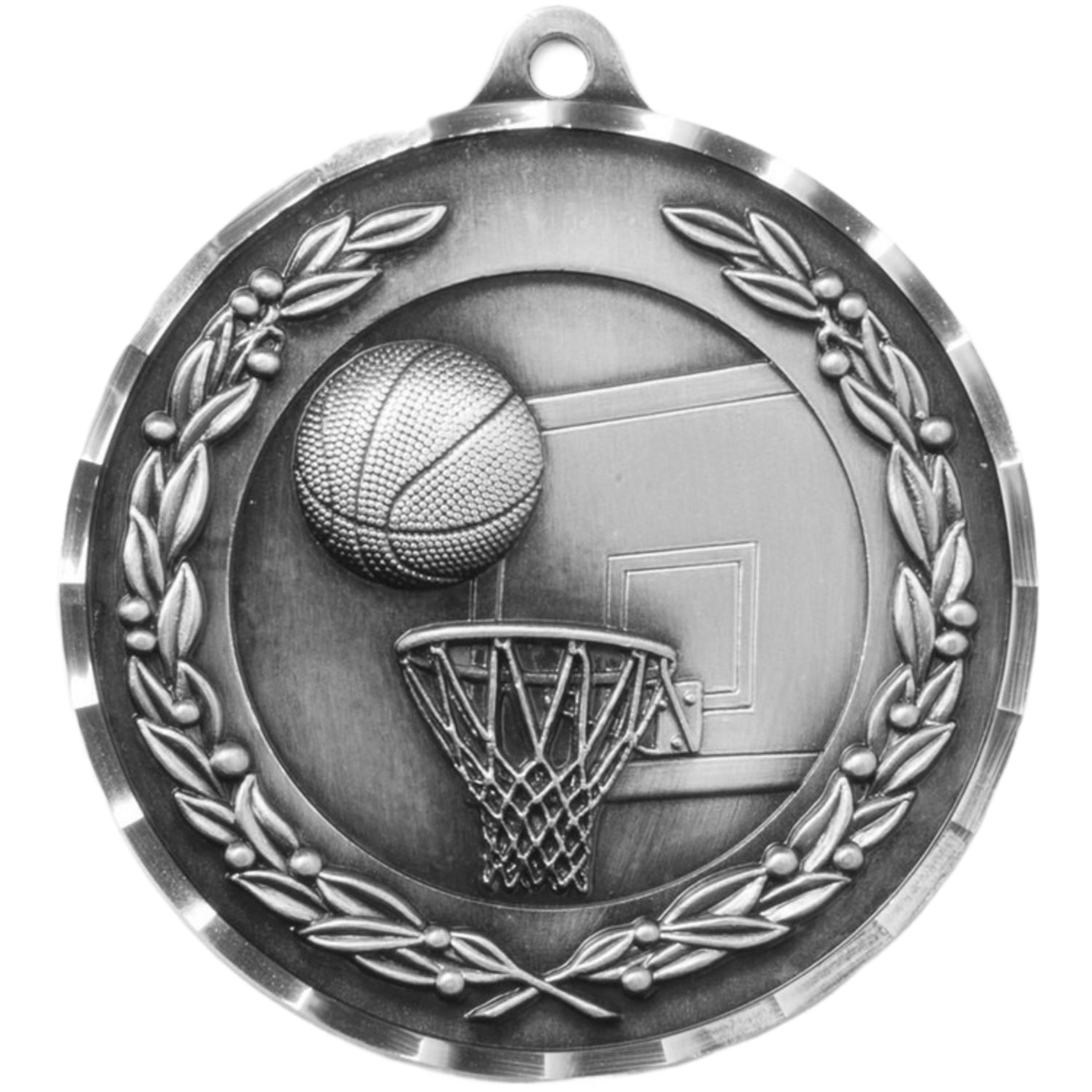 Diamond Cut Basketball Medal 2.75" / Silver