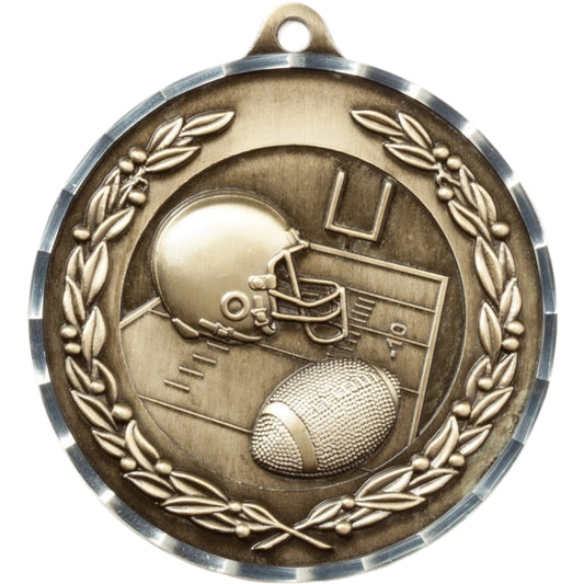 Diamond Cut Football Medal 2.75" / Gold
